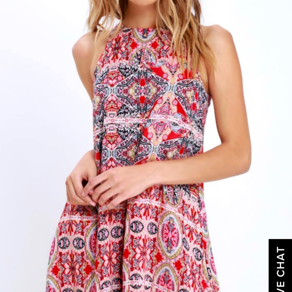 NWT: LuLu’s Design Major Red Print Swing Dress